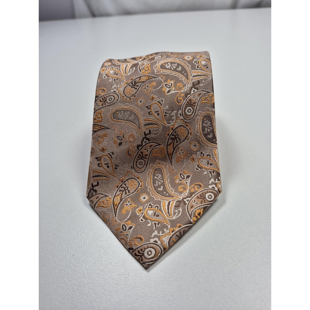 Crestview Tie Mens Brown Paisley 100% Silk Hand Made One Size Jacquard